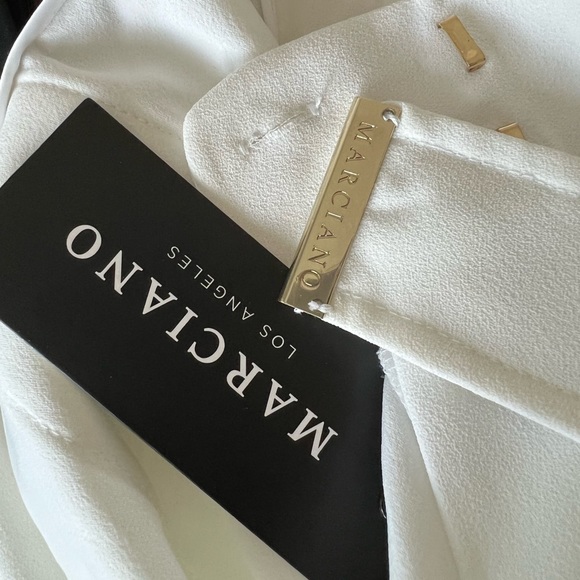 $250 NWT MARCIANO WHITE HIGH WAISTED WIDE LEG BELTED PANTS M / IT 42 - Picture 8 of 8